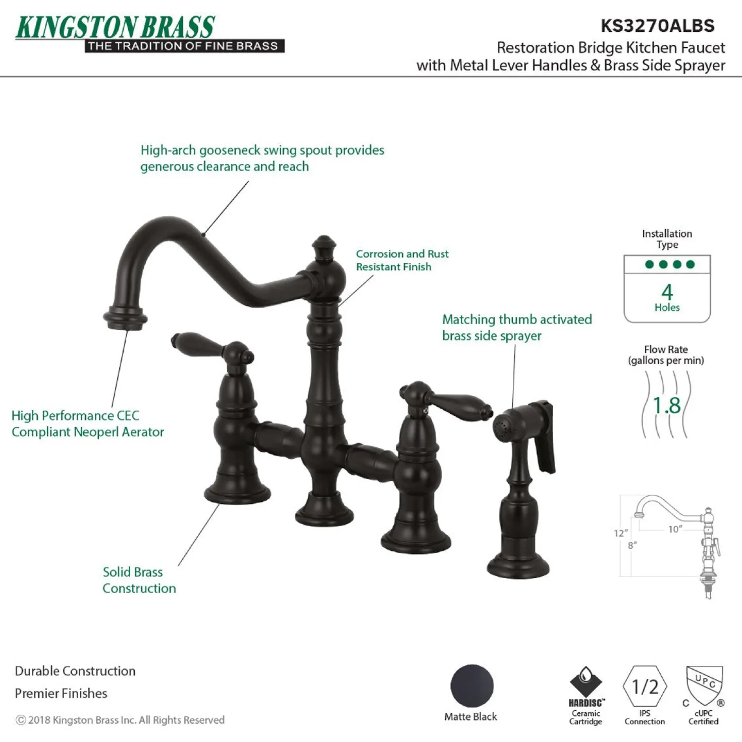 Kingston Brass Restoration Kitchen Faucet with Side Sprayer