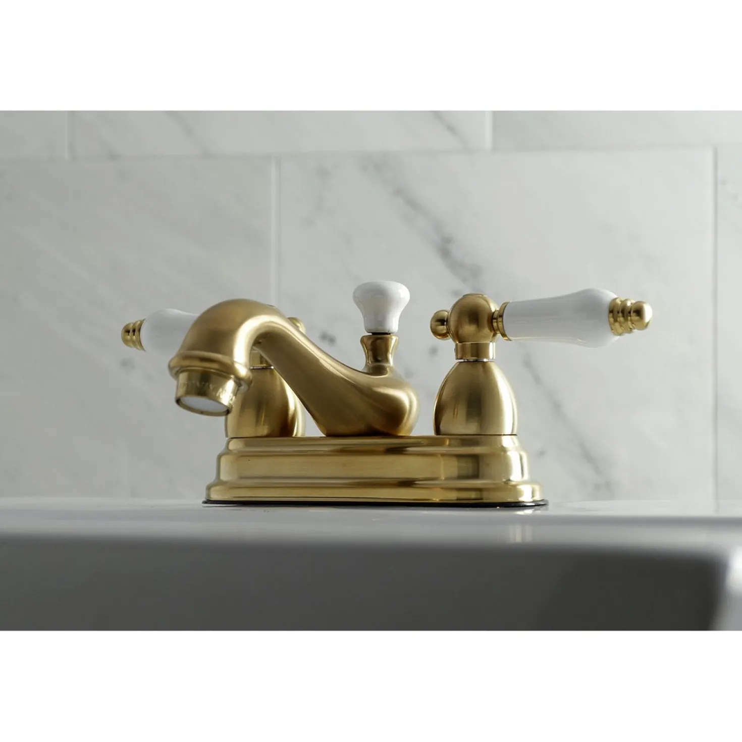 Kingston Brass Restoration Lever-Handle 4-Inch Centerset Bathroom Faucet