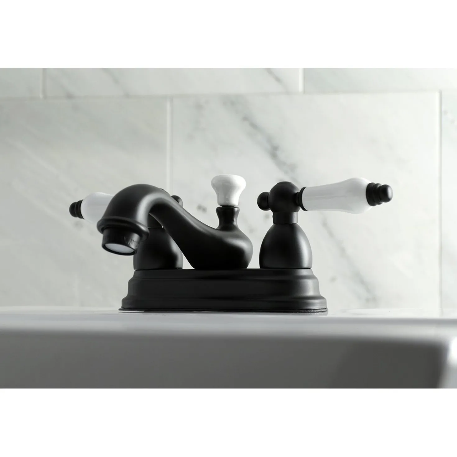 Kingston Brass Restoration Lever-Handle 4-Inch Centerset Bathroom Faucet