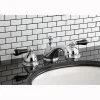 Kingston Brass Restoration Onyx Widespread Lavatory Faucet with Black Porcelain Lever Handle