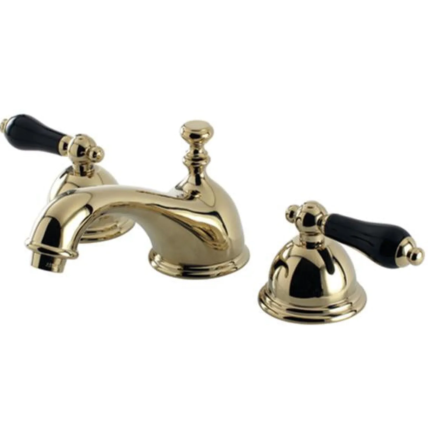Kingston Brass Restoration Onyx Widespread Lavatory Faucet with Black Porcelain Lever Handle