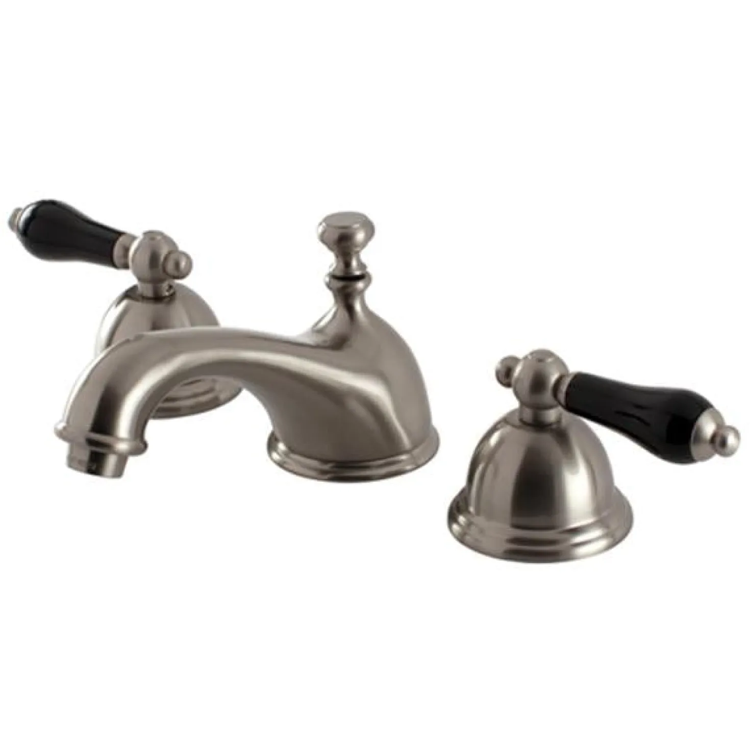 Kingston Brass Restoration Onyx Widespread Lavatory Faucet with Black Porcelain Lever Handle