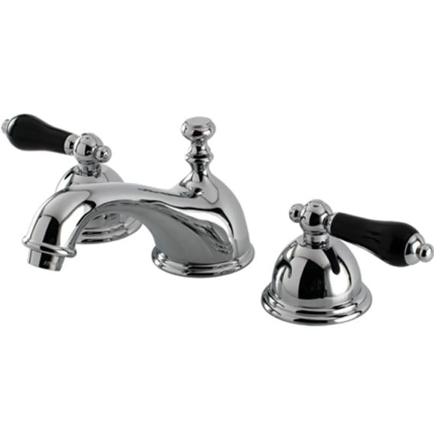 Kingston Brass Restoration Onyx Widespread Lavatory Faucet with Black Porcelain Lever Handle