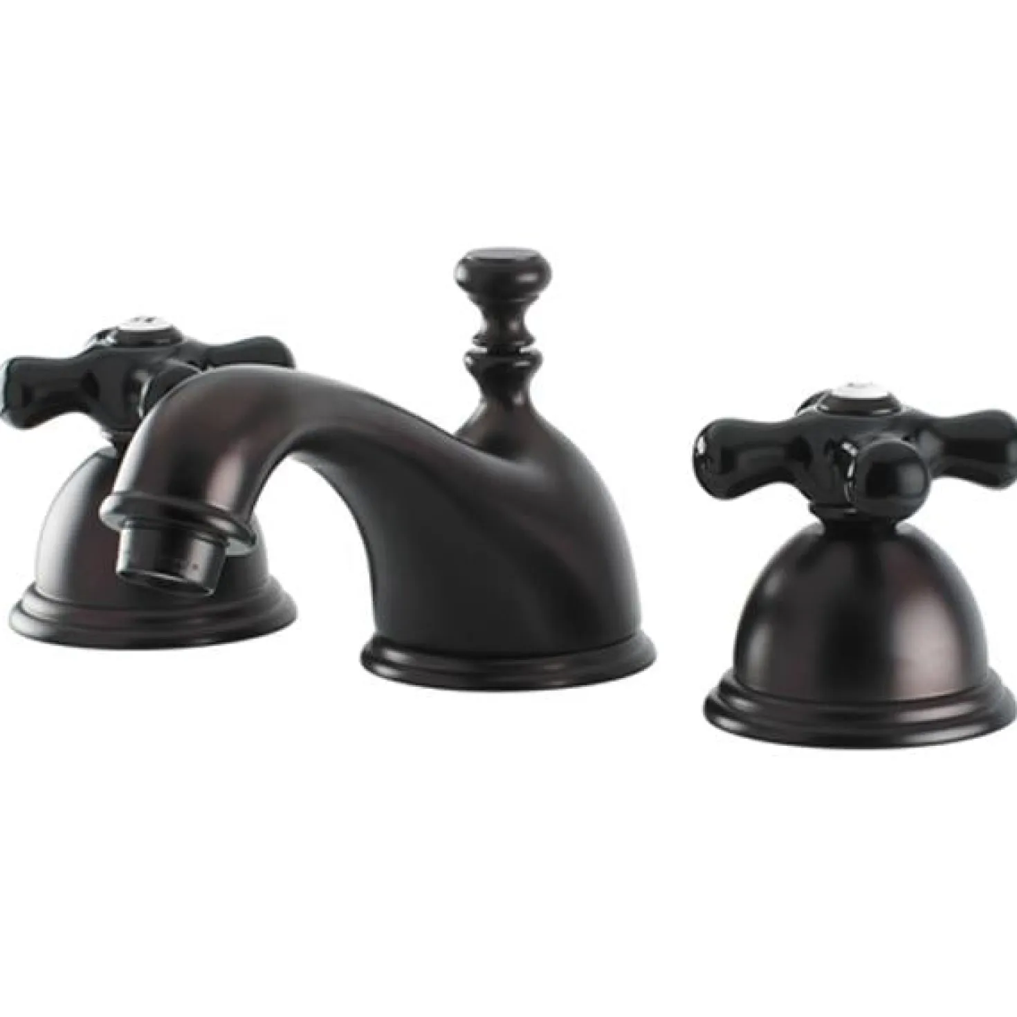 Kingston Brass Restoration Onyx Widespread Lavatory Faucet with Black Porcelain Cross Handle
