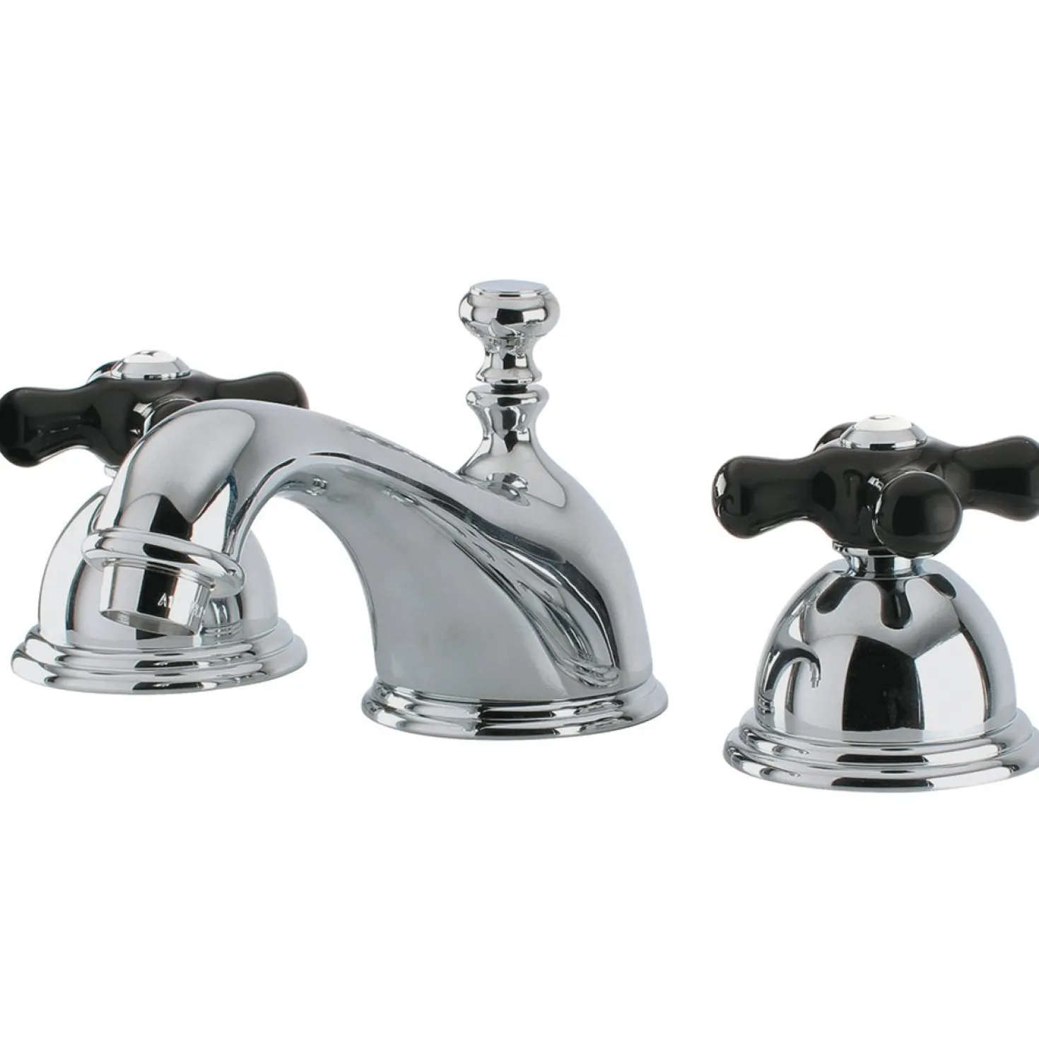 Kingston Brass Restoration Onyx Widespread Lavatory Faucet with Black Porcelain Cross Handle