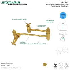 Kingston Brass Restoration Single Hole Wall Mount Pot Filler Kitchen Faucet