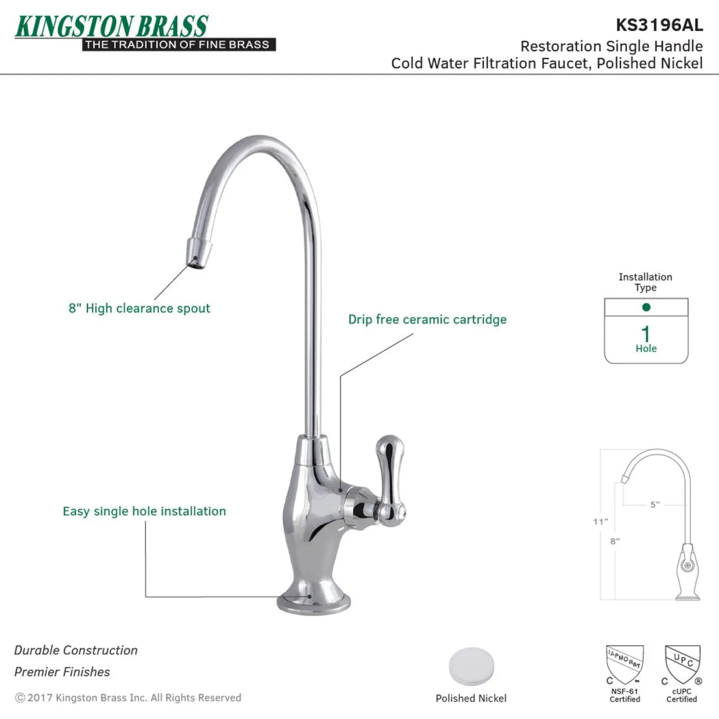 Kingston Brass Restoration Single-Handle Water Filtration Faucet