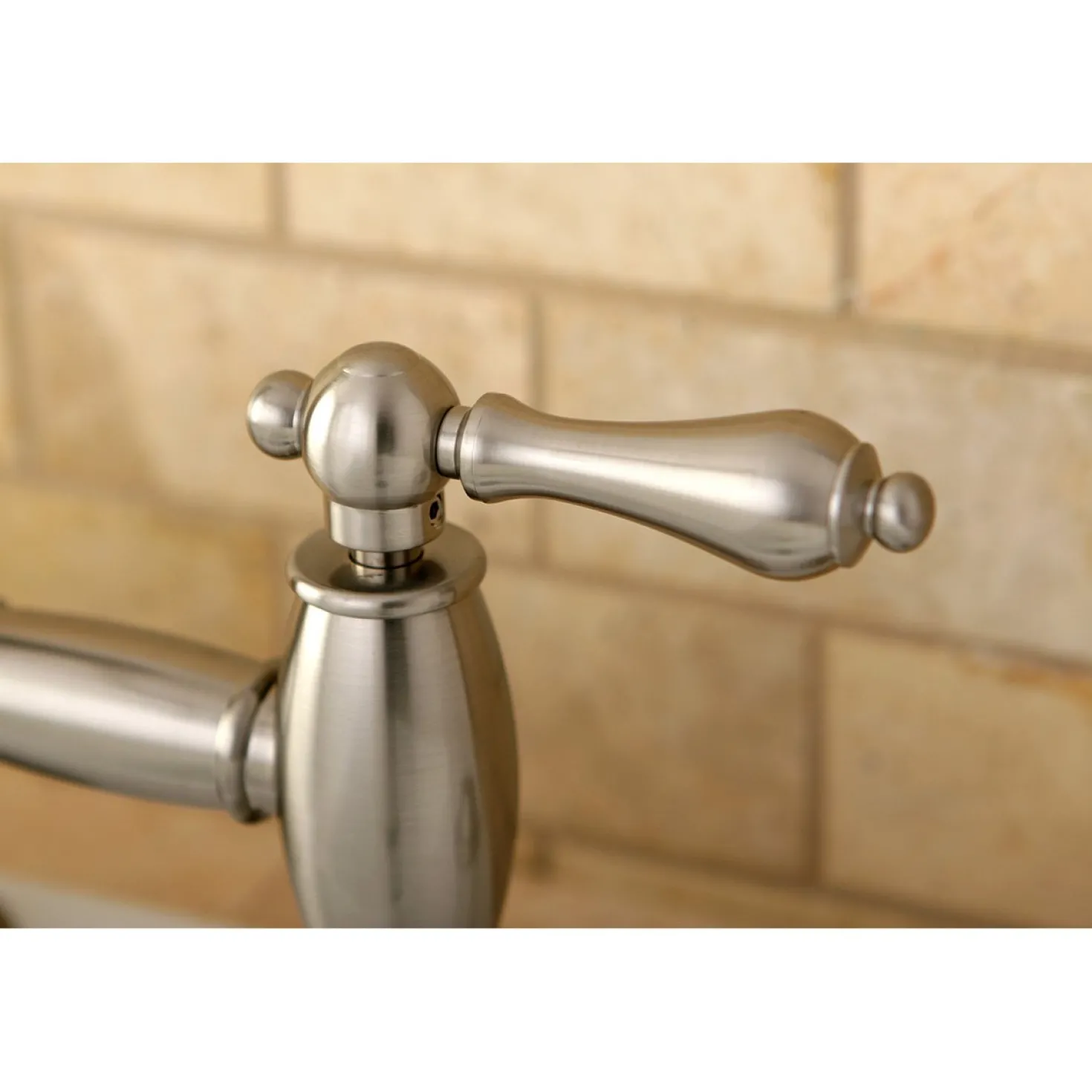 Kingston Brass Restoration Two-Handle Kitchen Bridge Faucet with Brass Sprayer