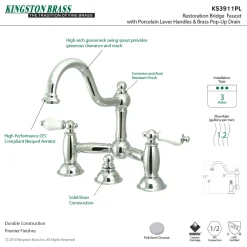 Kingston Brass Restoration Two-Handle Bathroom Bridge Faucet
