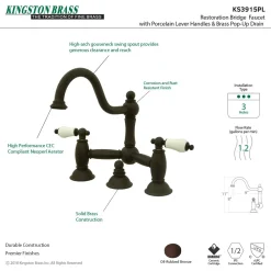 Kingston Brass Restoration Two-Handle Bathroom Bridge Faucet