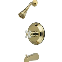 Kingston Brass Restoration Three-Hole Tub and Shower Faucet