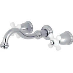 Kingston Brass Restoration Two Handles 3-Hole Wall Mount Roman Tub Faucet