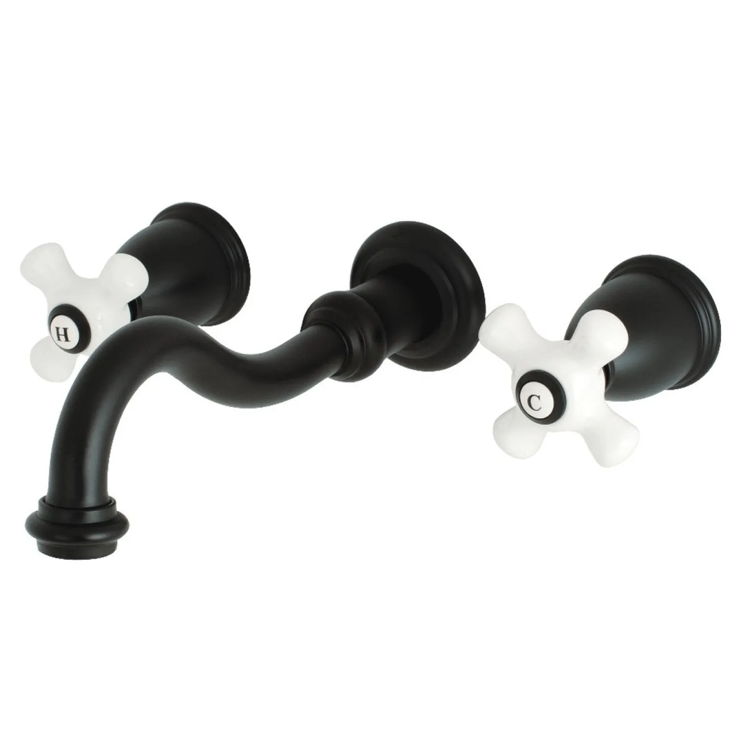 Kingston Brass Restoration Two Handles 3-Hole Wall Mount Roman Tub Faucet