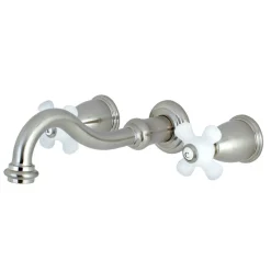 Kingston Brass Restoration Two Handles 3-Hole Wall Mount Roman Tub Faucet
