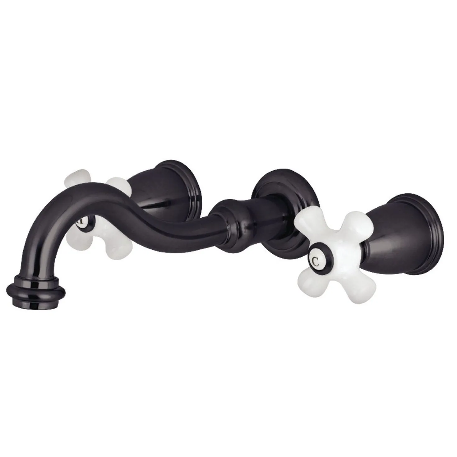 Kingston Brass Restoration Two Handles 3-Hole Wall Mount Roman Tub Faucet