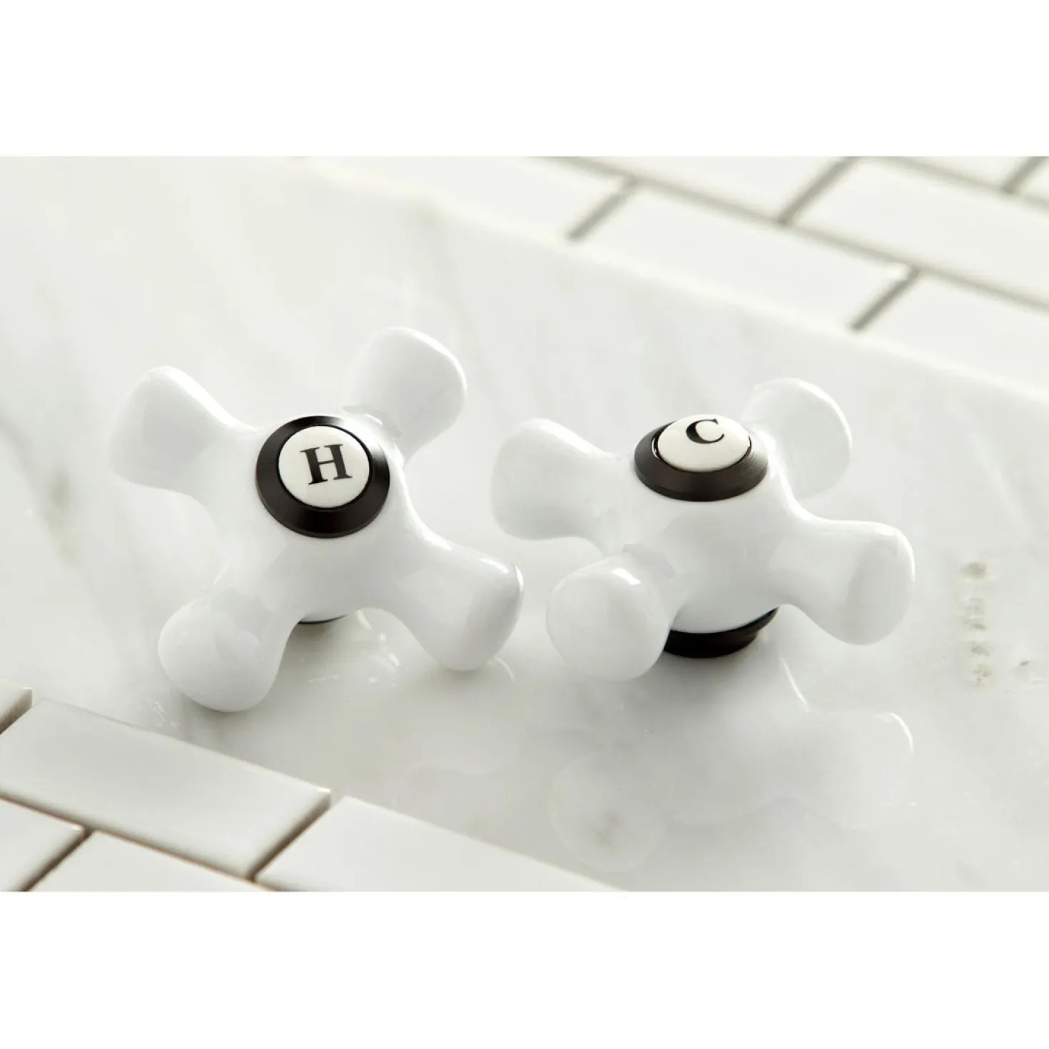 Kingston Brass Restoration Two Handles 3-Hole Wall Mount Roman Tub Faucet