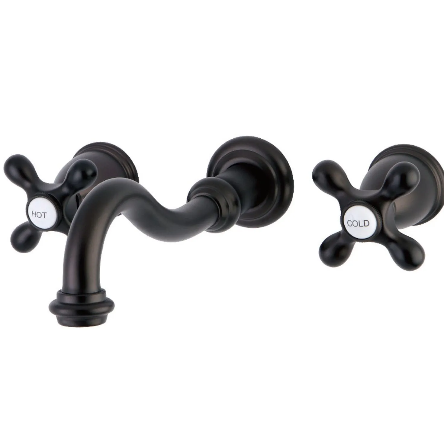 Kingston Brass Restoration Two-Handle Three-Hole Wall Mount Roman Tub Faucet