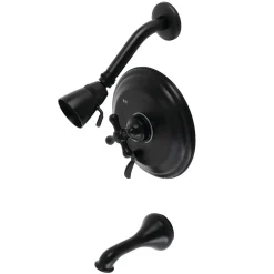 Kingston Brass Restoration Tub and Shower Faucet in Matte Black