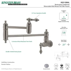 Kingston Brass Restoration Wall Mount Pot Filler Kitchen Faucet