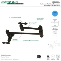 Kingston Brass Restoration Wall Mount Pot Filler Kitchen Faucet