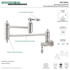 Kingston Brass Restoration Wall Mount Pot Filler Kitchen Faucet