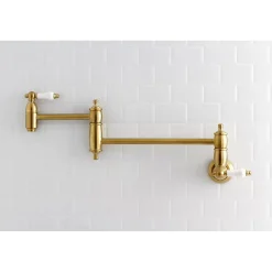 Kingston Brass Restoration Wall Mount Single Hole Pot Filler Kitchen Faucet