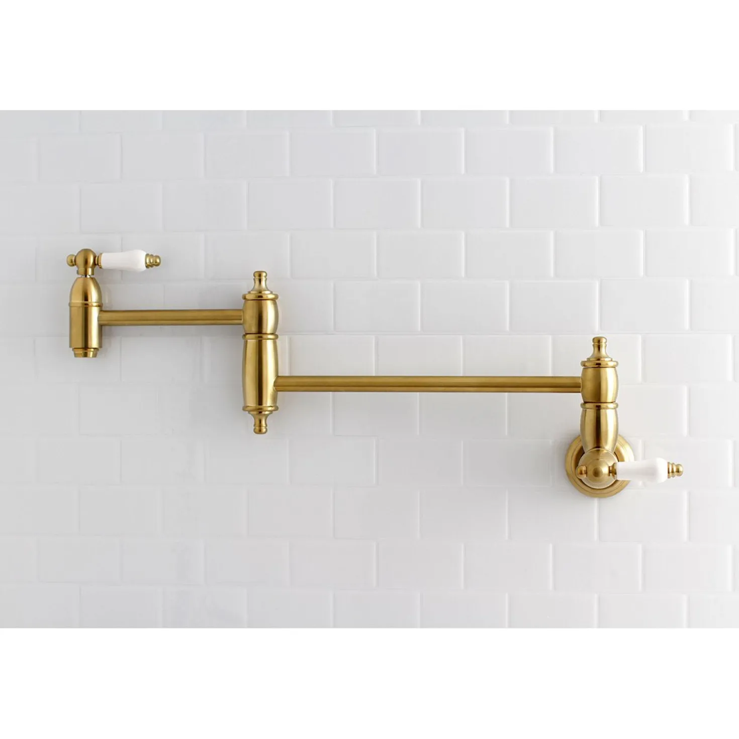 Kingston Brass Restoration Wall Mount Single Hole Pot Filler Kitchen Faucet