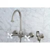 Kingston Brass Restoration Wall Mount 8" Centerset Kitchen Faucet with Brass Sprayer
