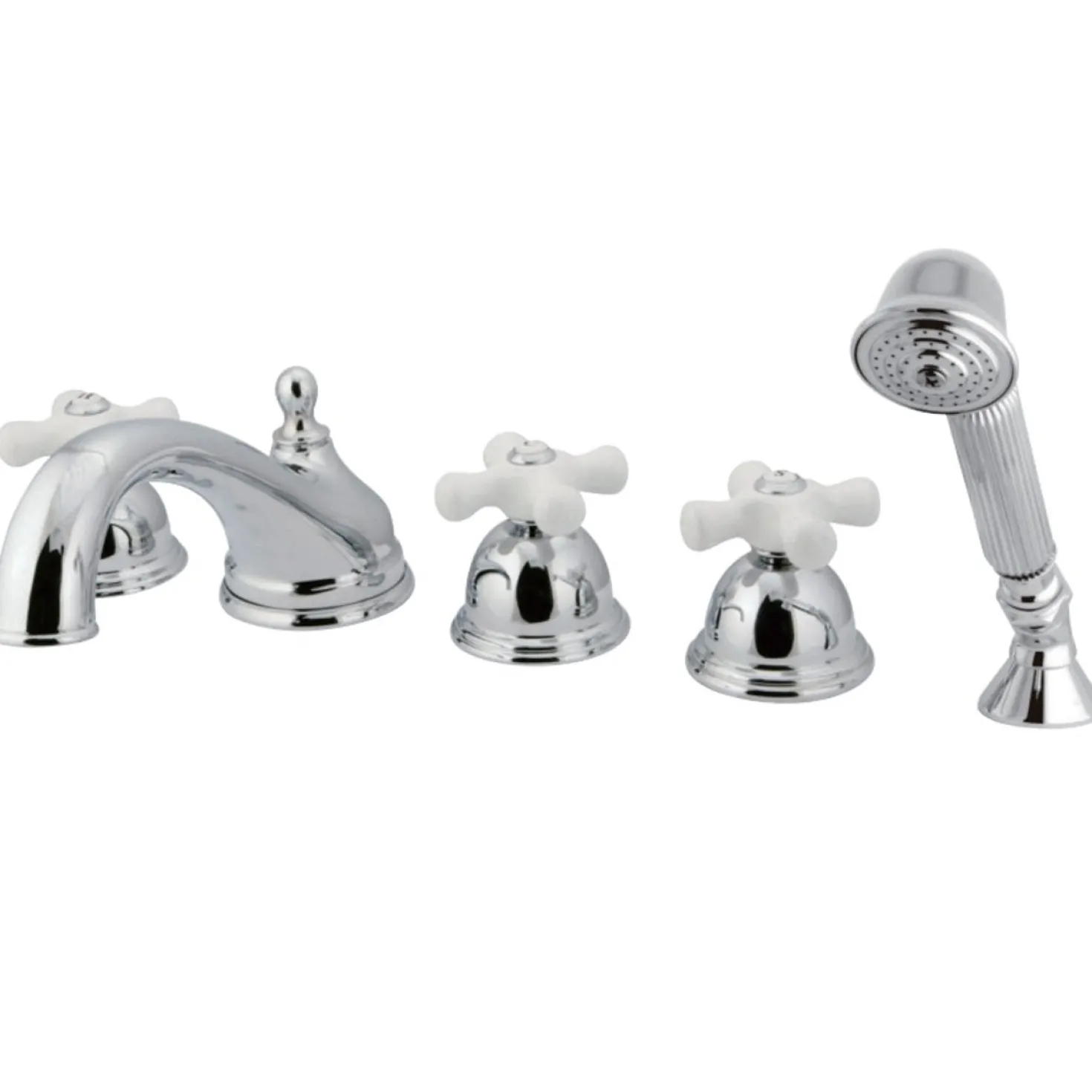 Kingston Brass Roman Cross Handles Tub Faucet with Hand Shower