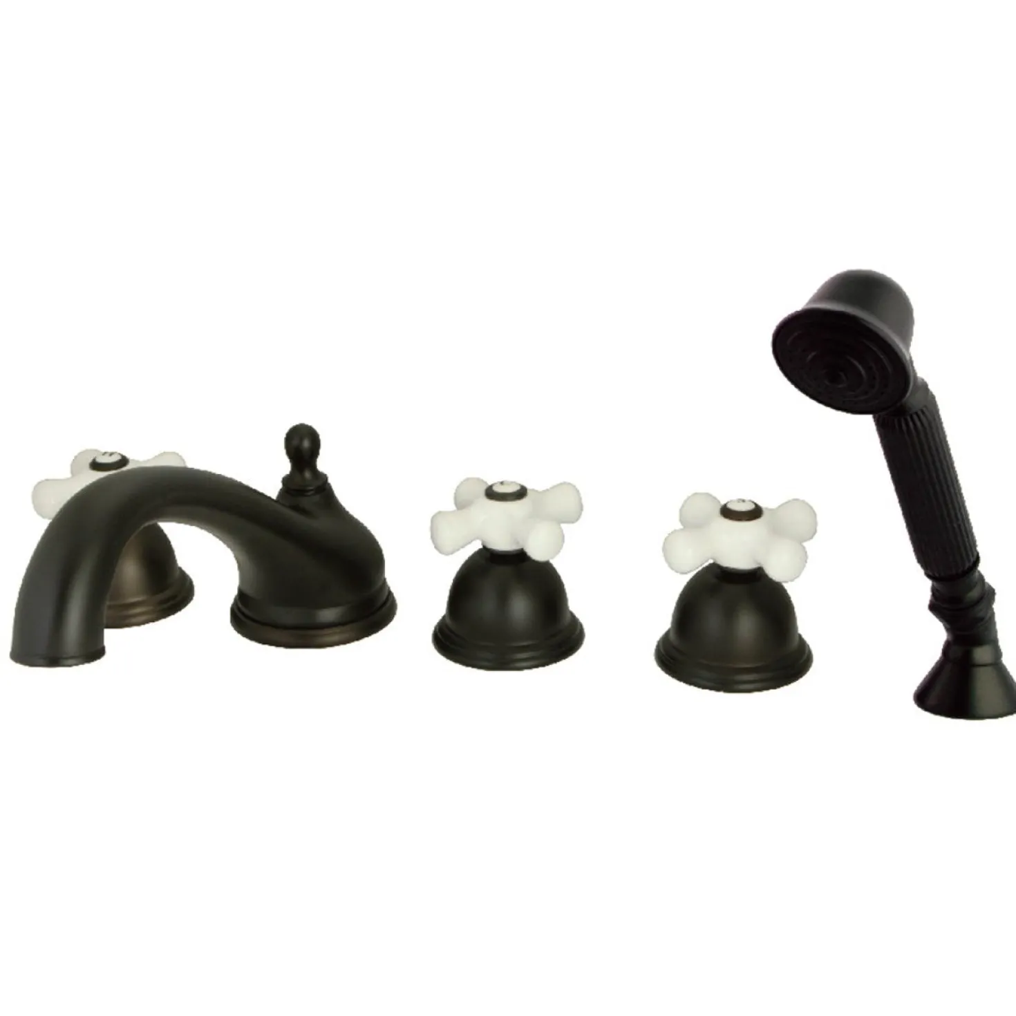 Kingston Brass Roman Cross Handles Tub Faucet with Hand Shower