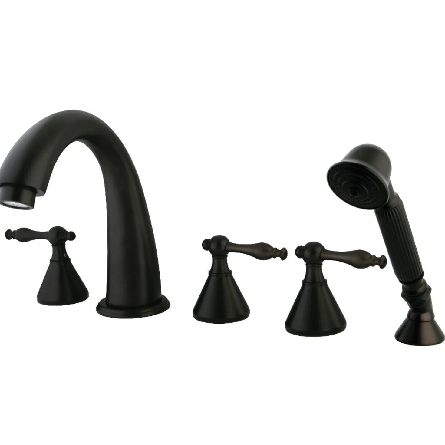 Kingston Brass Roman Lever Handles Tub Faucet with Hand Shower