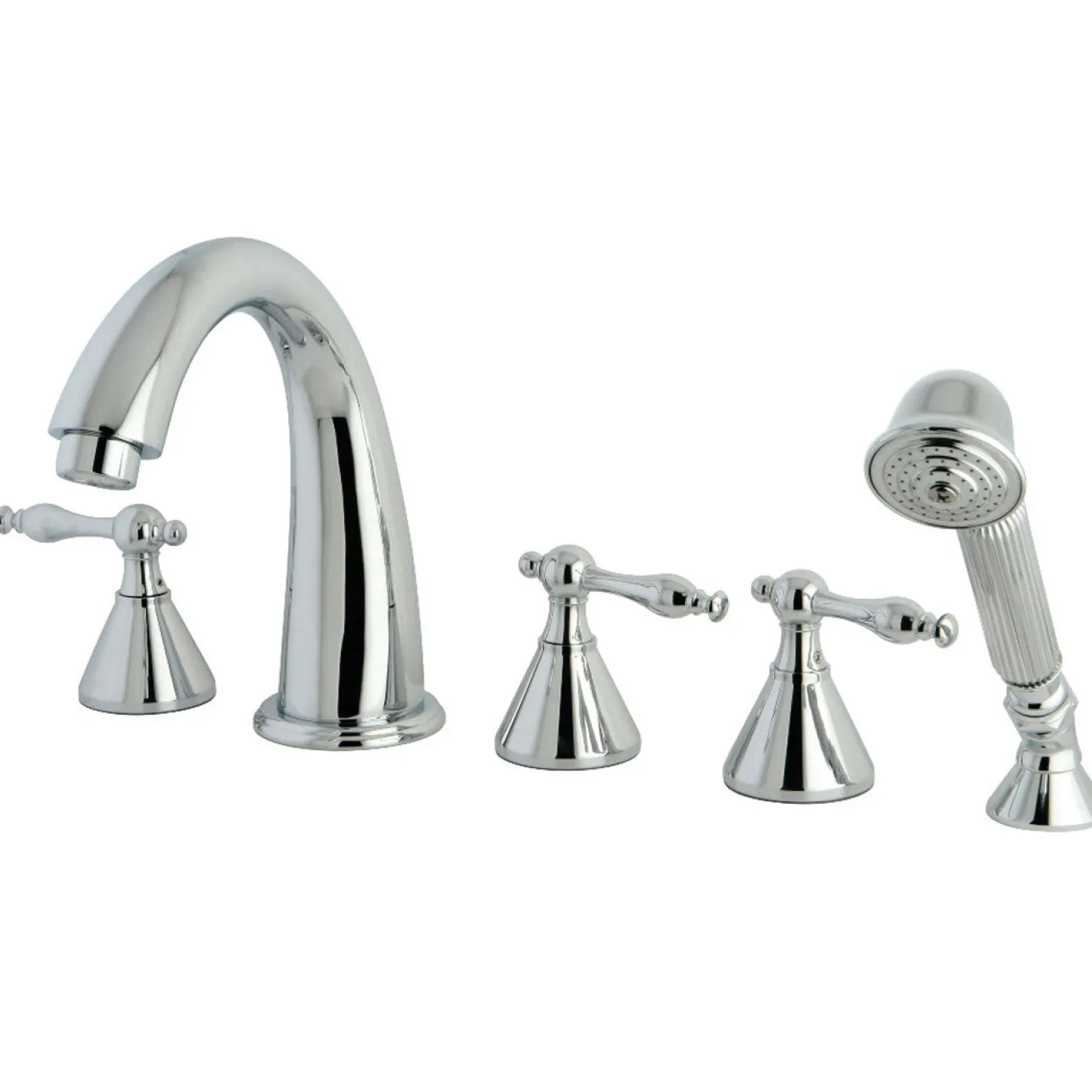 Kingston Brass Roman Lever Handles Tub Faucet with Hand Shower