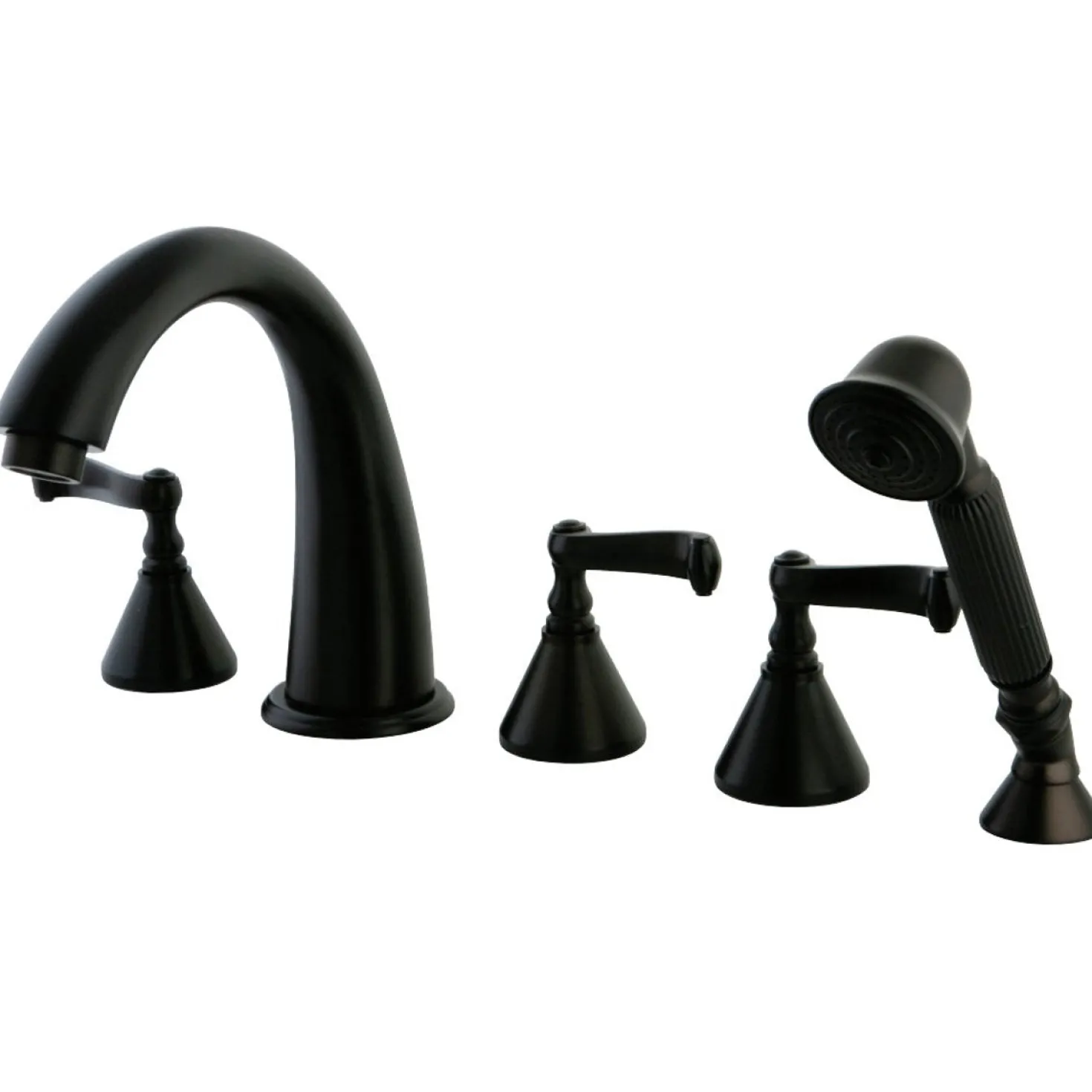 Kingston Brass Roman 3-Lever Handles Tub Faucet with Hand Shower