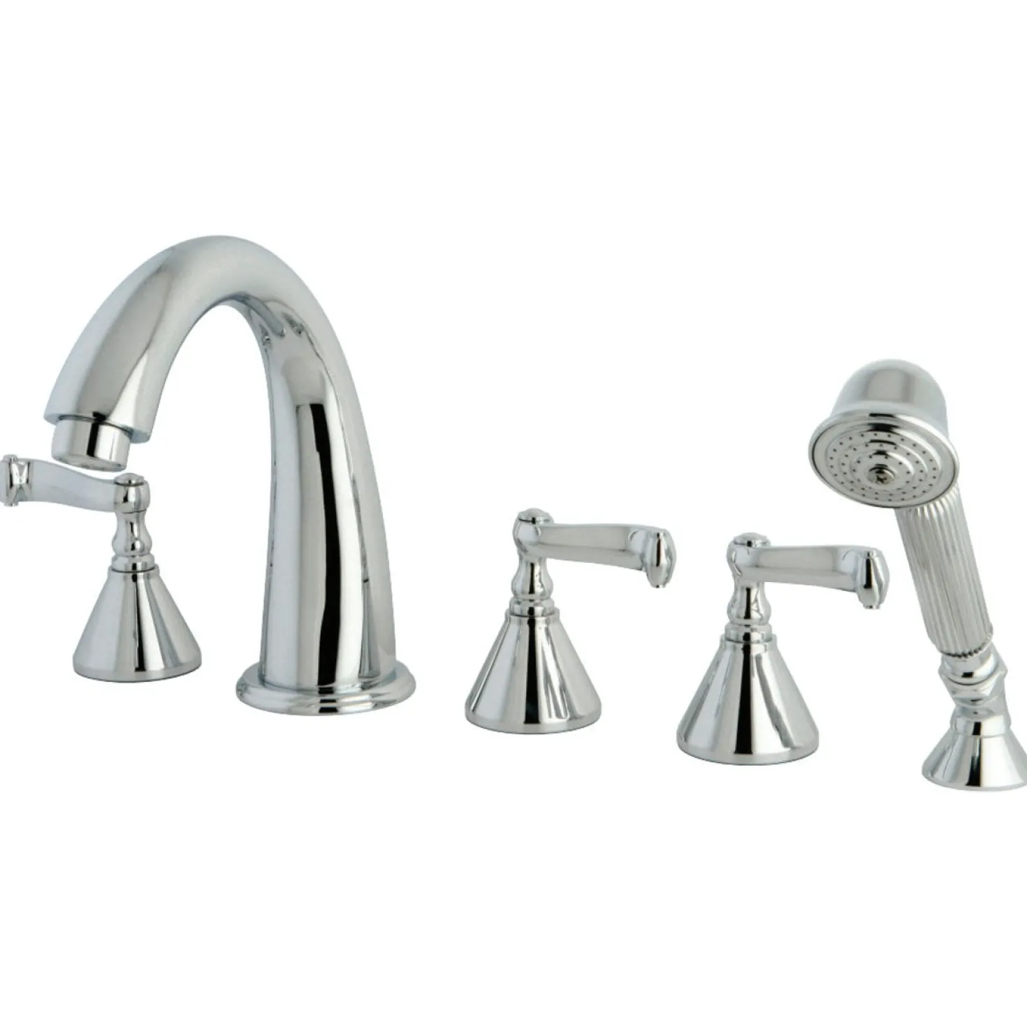 Kingston Brass Roman 3-Lever Handles Tub Faucet with Hand Shower