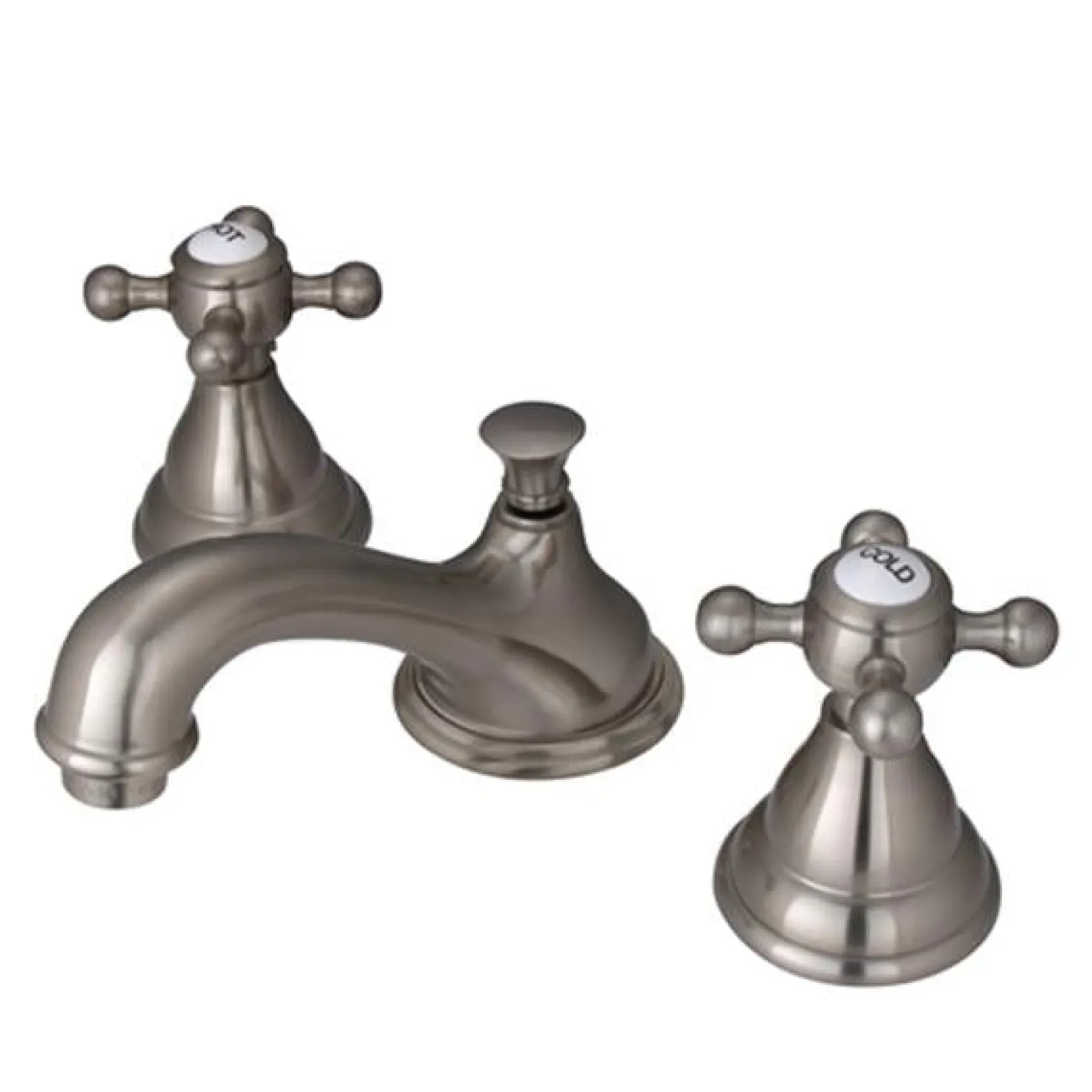 Kingston Brass Royale Classic Two Handle Deck Mount 8" to 16" Widespread Lavatory Faucet with Brass Pop-up