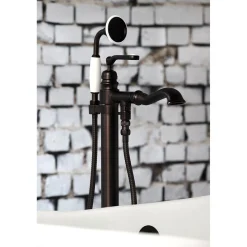 Kingston Brass Royale Single Handle Freestanding Roman Tub Faucet with Hand Shower