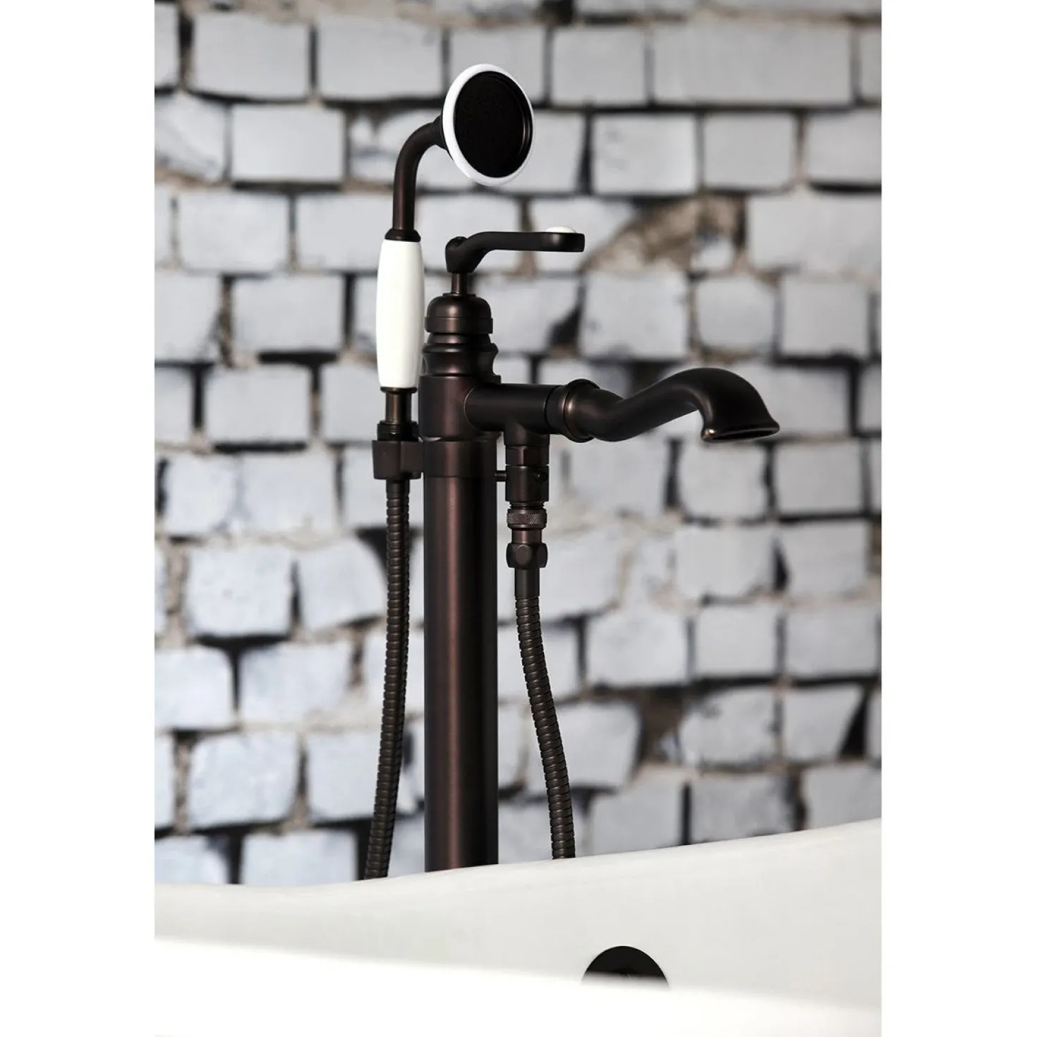 Kingston Brass Royale Single Handle Freestanding Roman Tub Faucet with Hand Shower