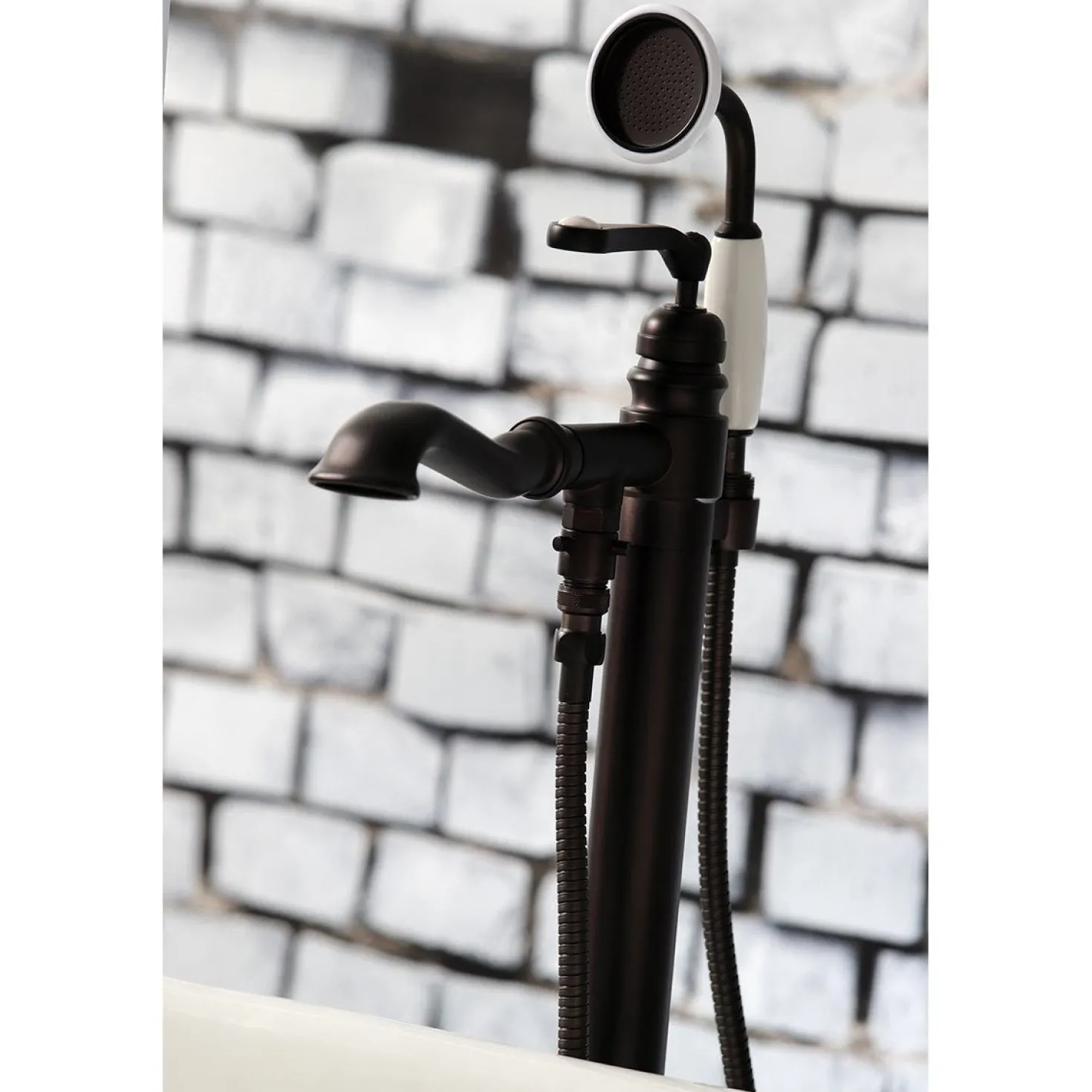 Kingston Brass Royale Single Handle Freestanding Roman Tub Faucet with Hand Shower
