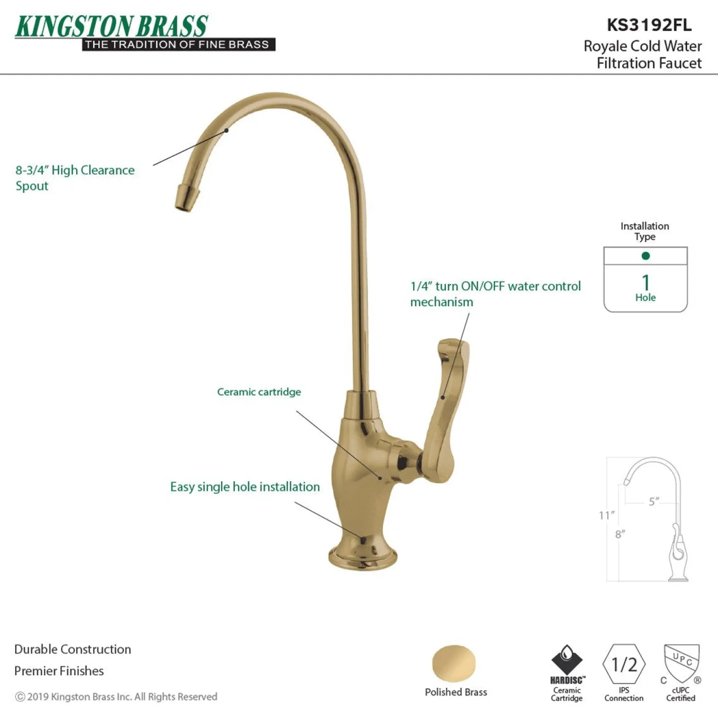 Kingston Brass Royale Single Handle Water Filtration Faucet