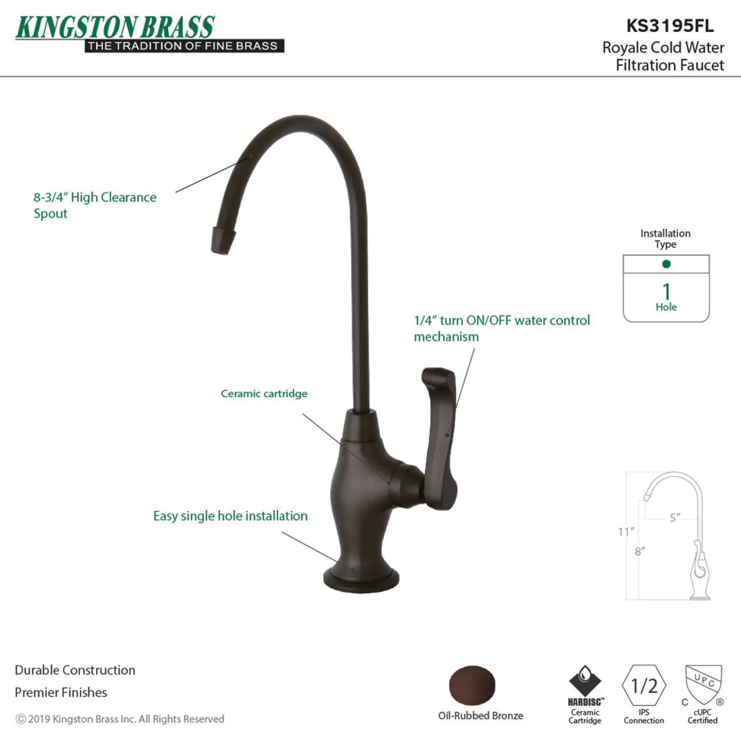 Kingston Brass Royale Single Handle Water Filtration Faucet
