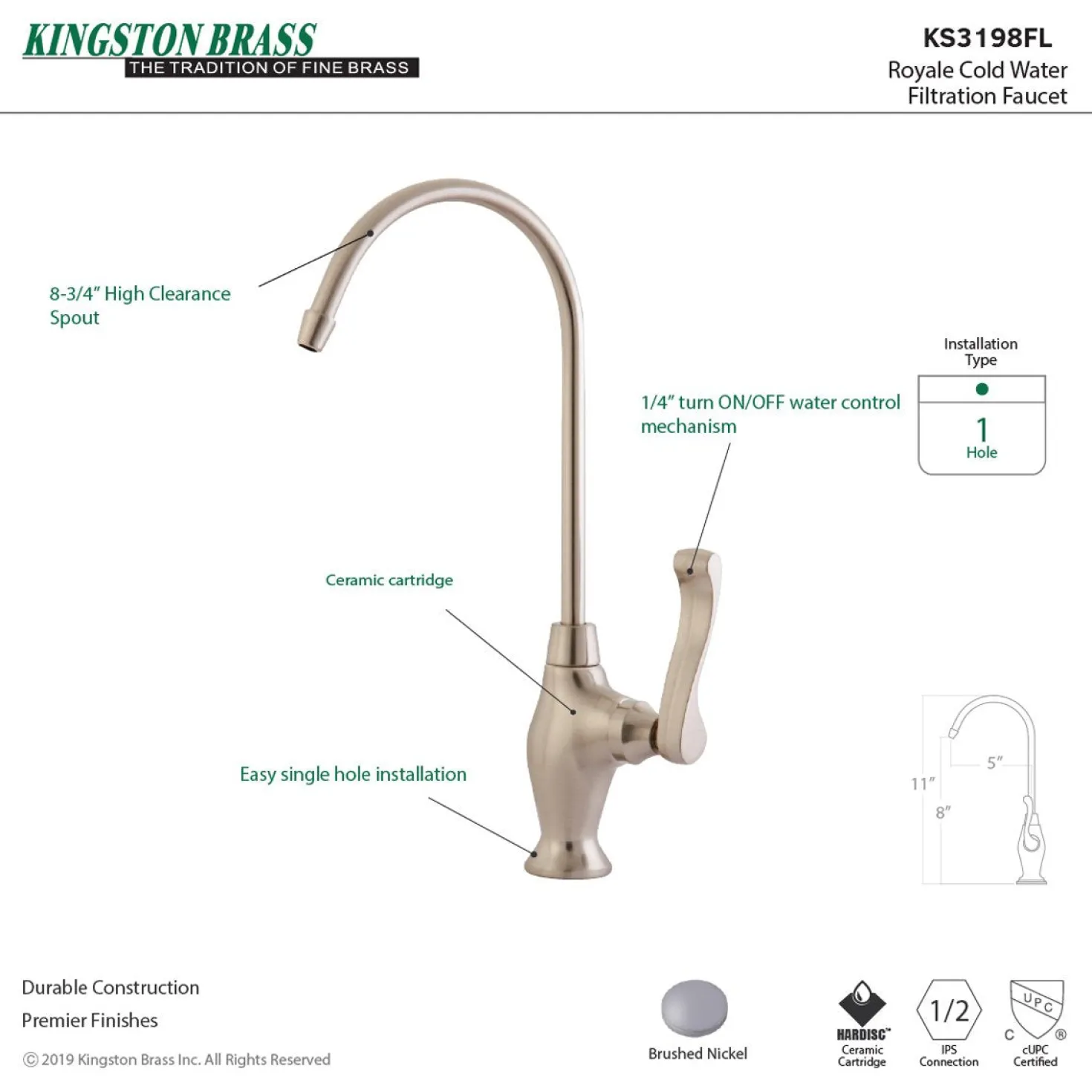 Kingston Brass Royale Single Handle Water Filtration Faucet