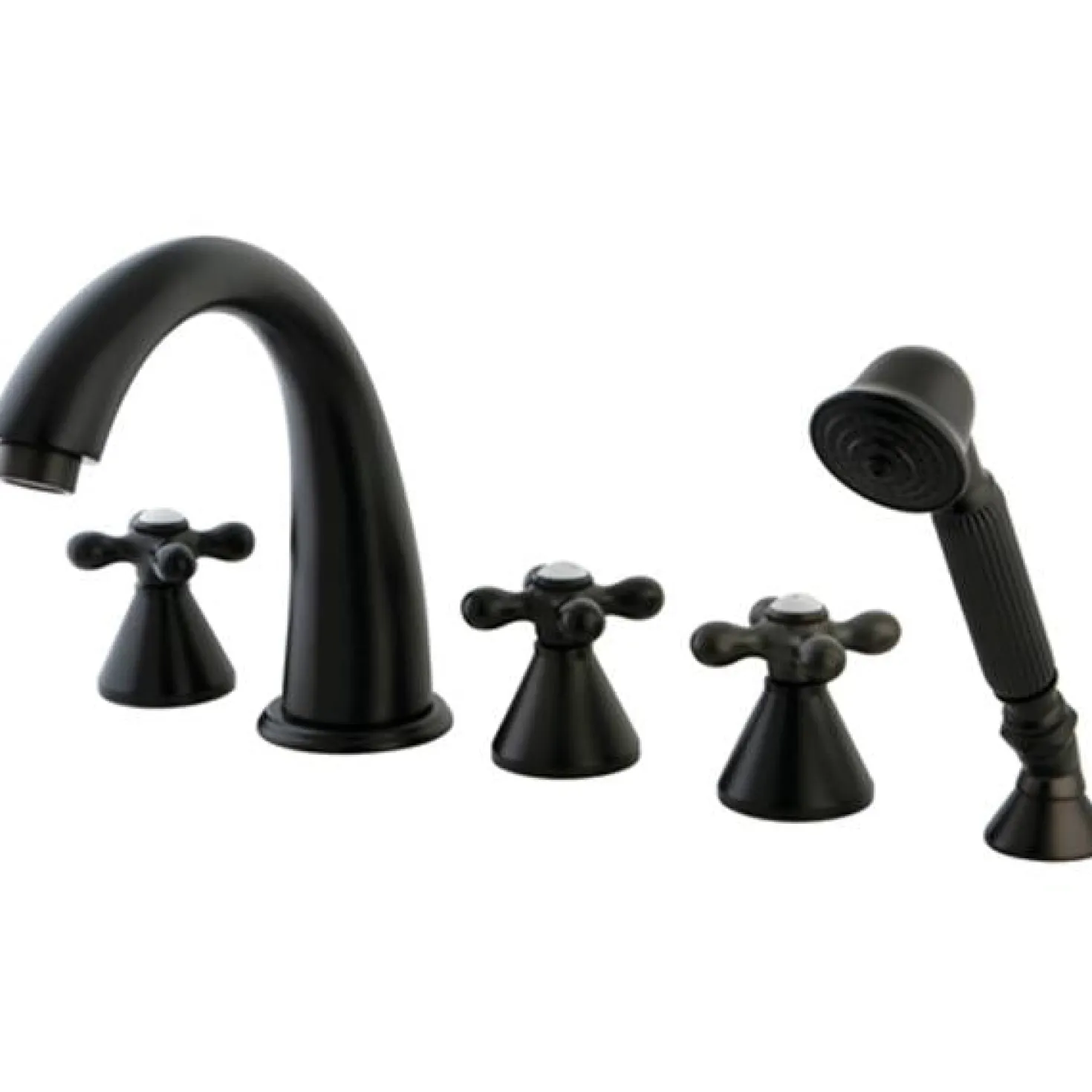 Kingston Brass Royale Three Handle Oil Rubbed Bronze Roman Tub Filler with Hand Shower