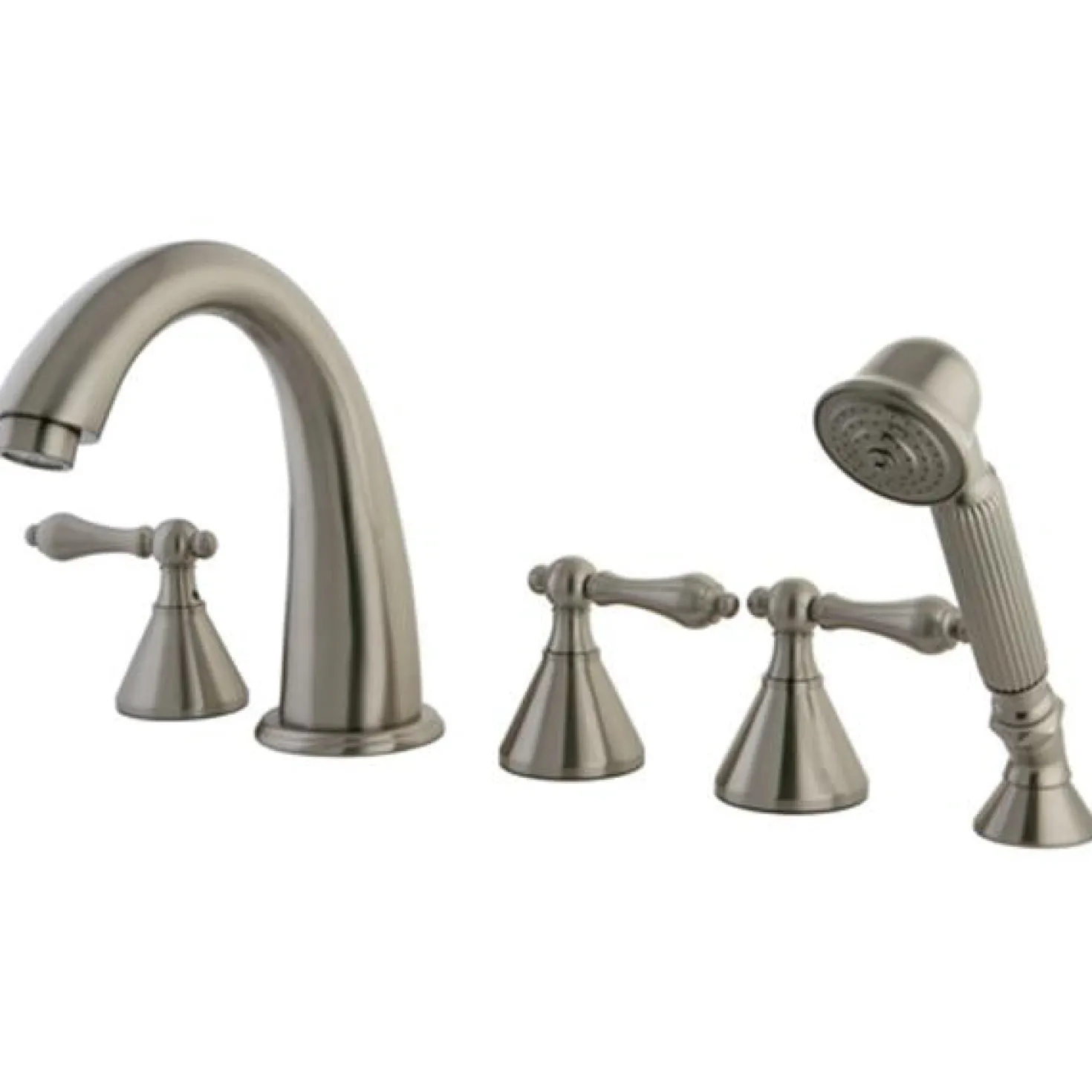 Kingston Brass Royale Three Handle Roman Tub Filler with Hand Shower