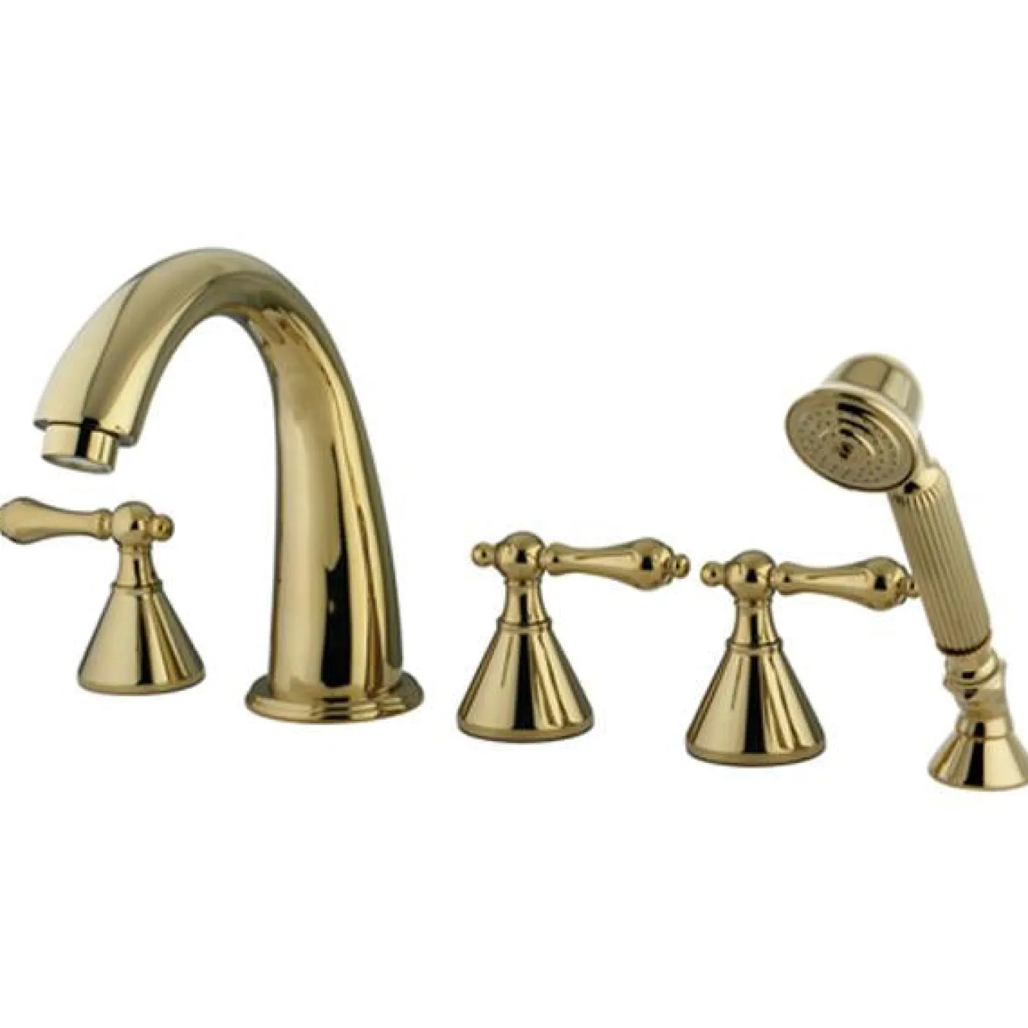 Kingston Brass Royale Three Handle Roman Tub Filler with Hand Shower