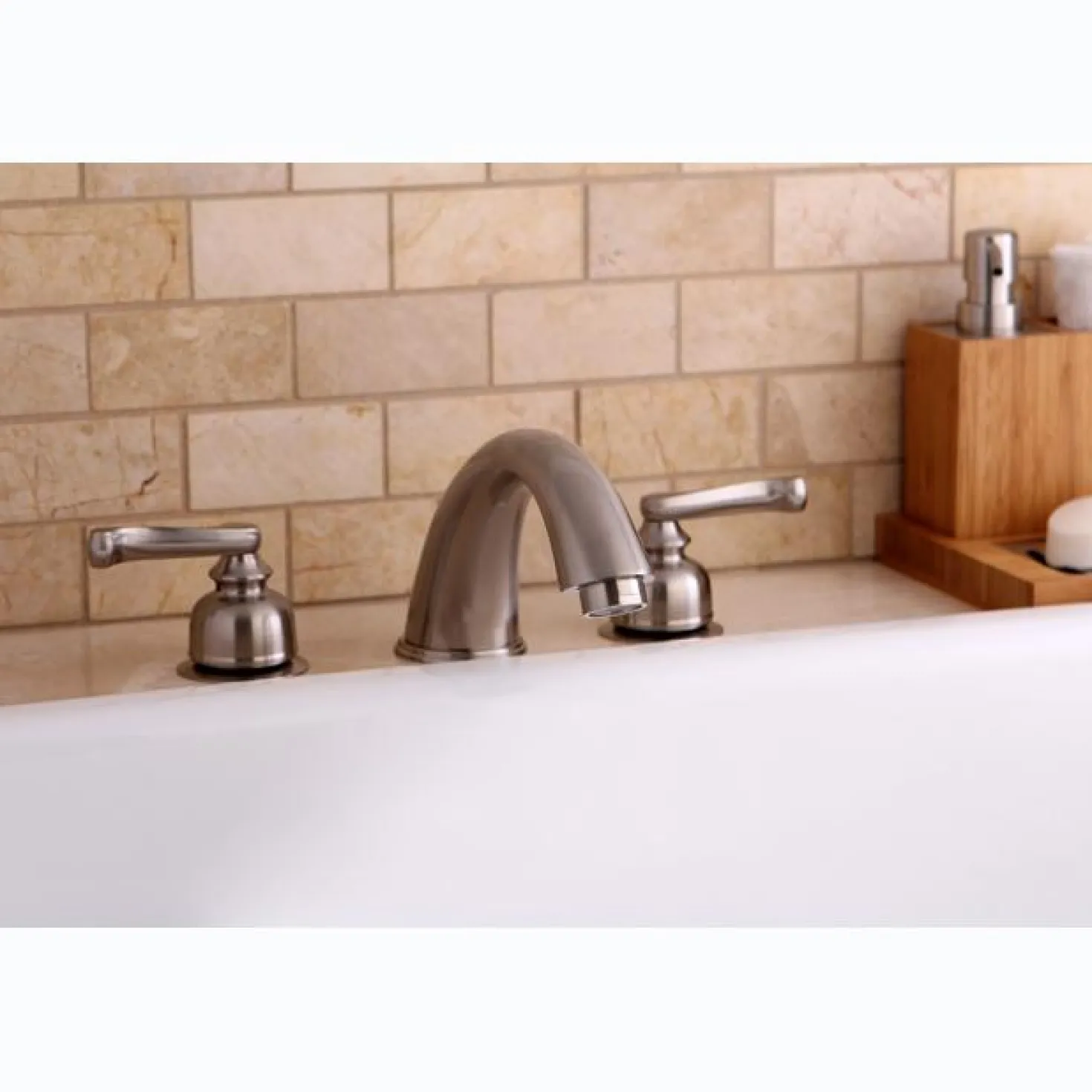 Kingston Brass Royale Two Handle Roman Tub Filler in Satin Nickel
