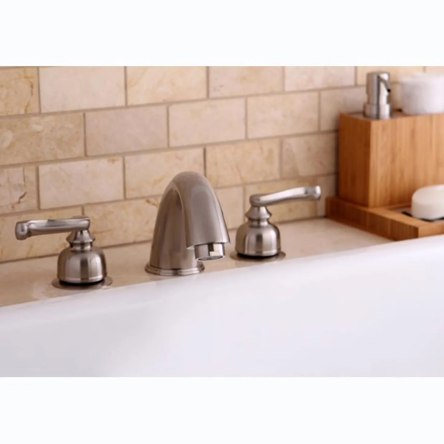 Kingston Brass Royale Two Handle Roman Tub Filler in Satin Nickel