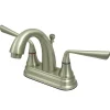 Kingston Brass Silver Sage 4" Centerset Two Handle Lavatory Faucet with Brass Pop-up