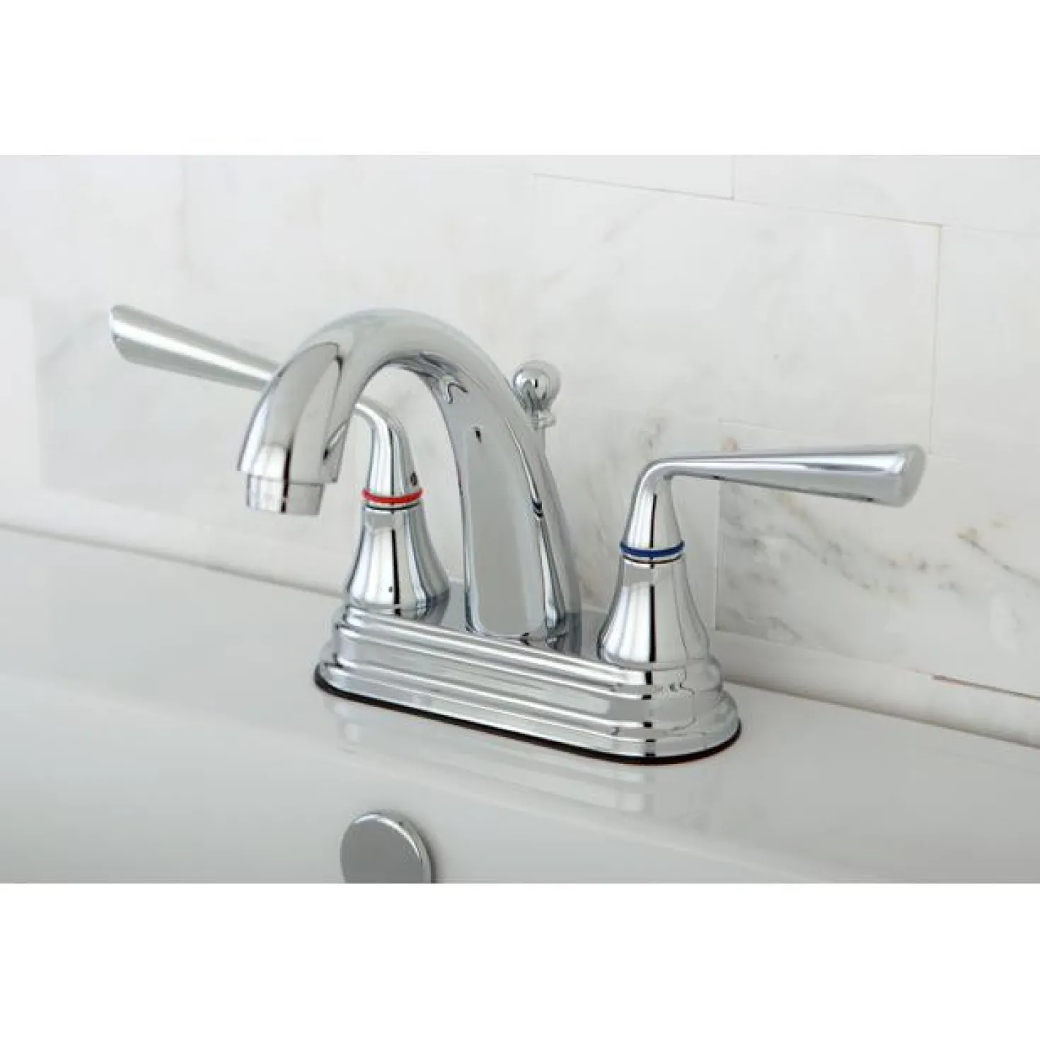 Kingston Brass Silver Sage 4" Centerset Two Handle Lavatory Faucet with Brass Pop-up