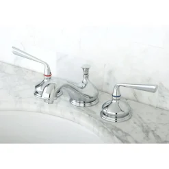 Kingston Brass Silver Sage Classic Two Handle 8" to 16" Widespread Lavatory Faucet with Brass Pop-up