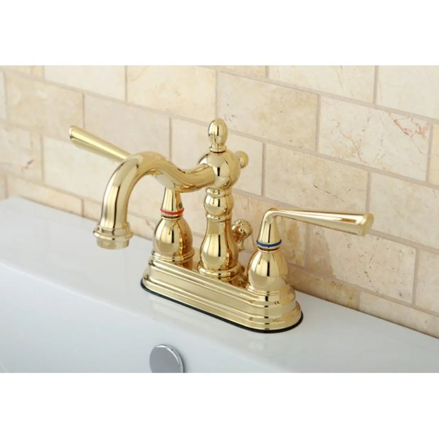 Kingston Brass Silver Sage Two Handle 4" Centerset Lavatory Faucet with Brass Pop-up